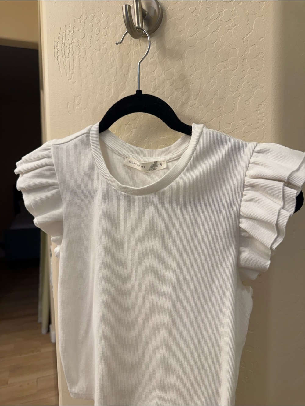 Altar'd State White Ruffled Short Sleeve - Picture 2 of 4